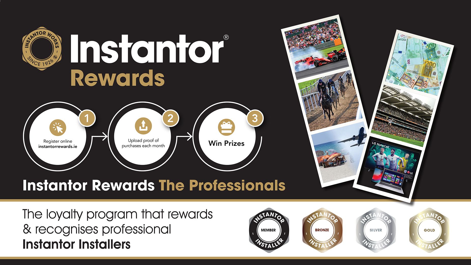 Instantor Rewards poster - the loyalty program that rewards and recognises professional Instantor Installers.
